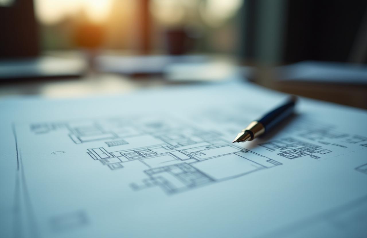 Artisan hands working on refined architectural business plans