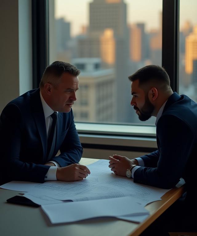 Executive coaching session in a modern, sophisticated board room